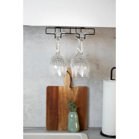 WENKO Rangement De Placard Cuisine - Porte 6 Verres - 20 X 28 X 7 - Noir 4 WENKO Rangement De Placard Cuisine - Porte 6 Verres - 20 X 28 X 7 - Noir – Image 2