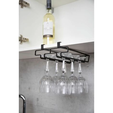 WENKO Rangement De Placard Cuisine - Porte 6 Verres - 20 X 28 X 7 - Noir 5 WENKO Rangement De Placard Cuisine - Porte 6 Verres - 20 X 28 X 7 - Noir – Image 3