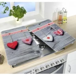 WENKO 2 Couvre-plaques Universel - Coeurs - 52 X 30 X 5,5 - Gris