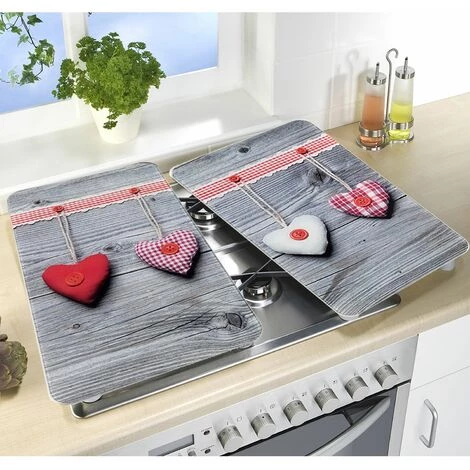 WENKO 2 Couvre-plaques Universel - Coeurs - 52 X 30 X 5,5 - Gris 3 WENKO 2 Couvre-plaques Universel - Coeurs - 52 X 30 X 5,5 - Gris