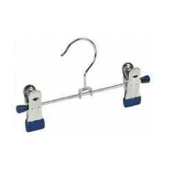 WENKO Cintres à Pinces Snap 17 Set De 2 Cintres Pour Vêtements, Crochets Rotatifs, Clips Coulissants, Métal, Plastique, 17 Cm, Bleu Foncé