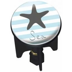 WENKO Bouchon D'évier Pluggy®, Bonde De Lavabo, Starfish, Laiton, Ø 3,9 X 6,5 Cm, Bleu - Blanc