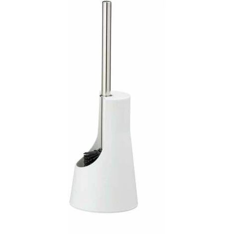 WENKO Porte Brosse WC Arese, Brosse WC Silicone Noire, Manche Acier Inox - Plastique, Ø 12,3x38 Cm, Blanc 5 WENKO Porte Brosse WC Arese, Brosse WC Silicone Noire, Manche Acier Inox - Plastique, Ø 12,3x38 Cm, Blanc – Image 3