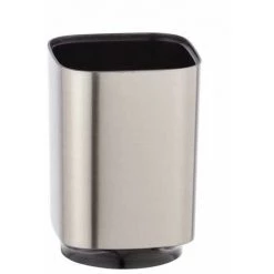 WENKO Support Brosse à Dents Auron, Gobelet Salle De Bain, Porte Brosse à Dent, Plastique, 7x10x7 Cm, Chromé