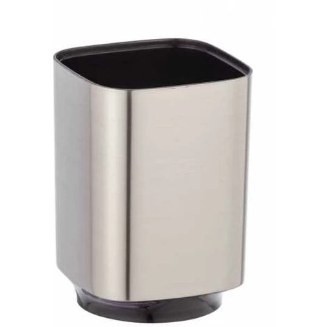 WENKO Support Brosse à Dents Auron, Gobelet Salle De Bain, Porte Brosse à Dent, Plastique, 7x10x7 Cm, Chromé 4 WENKO Support Brosse à Dents Auron, Gobelet Salle De Bain, Porte Brosse à Dent, Plastique, 7x10x7 Cm, Chromé – Image 2