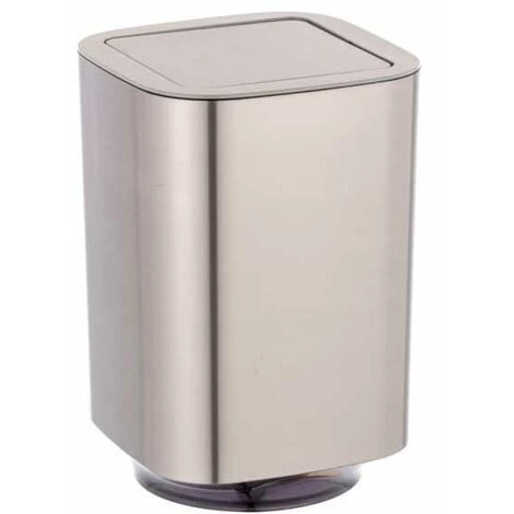 WENKO Petite Poubelle Salle De Bain Aurion, Poubelle à Couvercle Basculant, Capacité 5.5L, Plastique, 17,2x25,5x17,2 Cm, Chromé Surface Brillante 3 WENKO Petite Poubelle Salle De Bain Aurion, Poubelle à Couvercle Basculant, Capacité 5.5L, Plastique, 17,2x25,5x17,2 Cm, Chromé Surface Brillante