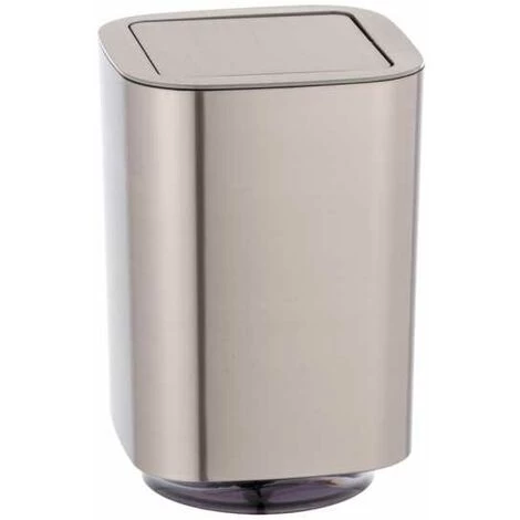 WENKO Petite Poubelle Salle De Bain Aurion, Poubelle à Couvercle Basculant, Capacité 5.5L, Plastique, 17,2x25,5x17,2 Cm, Chromé Surface Brillante 4 WENKO Petite Poubelle Salle De Bain Aurion, Poubelle à Couvercle Basculant, Capacité 5.5L, Plastique, 17,2x25,5x17,2 Cm, Chromé Surface Brillante – Image 2