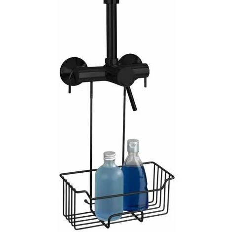 WENKO Etagère De Douche Milo, Panier Douche à Suspendre, Suspension Sans Perçage, Acier Inoxydable, P14xL25xH36, Noir 6 WENKO Etagère De Douche Milo, Panier Douche à Suspendre, Suspension Sans Perçage, Acier Inoxydable, P14xL25xH36, Noir – Image 4