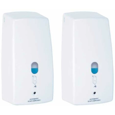 WENKO Distributeur De Savon Automatique Mural, Sans Contact, Treviso, Capacité 650ml, Lot De 2, Plastique, 11x22,5x10,5 Cm, Blanc 3 WENKO Distributeur De Savon Automatique Mural, Sans Contact, Treviso, Capacité 650ml, Lot De 2, Plastique, 11x22,5x10,5 Cm, Blanc
