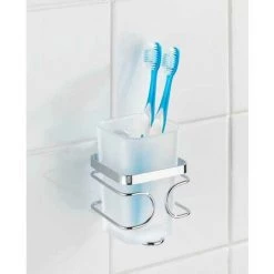 WENKO Porte Brosse à Dent Mural Premium, Gobelet Salle De Bain Mural, Lot De 2, Acier Inox - Plastique, 7,5x11,5x8,5 Cm, Blanc - Brillant -WENKO Soldes 31650720 3