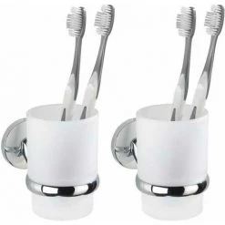 WENKO Gobelet Salle De Bain, Porte Brosse à Dent, Cuba Mat, Lot De 2