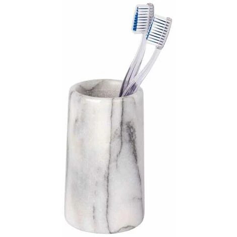 WENKO Porte Brosse à Dent Onyx, Gobelet Salle De Bain, Lot De 2, Marbre, Ø 7x12,5 Cm, Gris 5 WENKO Porte Brosse à Dent Onyx, Gobelet Salle De Bain, Lot De 2, Marbre, Ø 7x12,5 Cm, Gris – Image 3