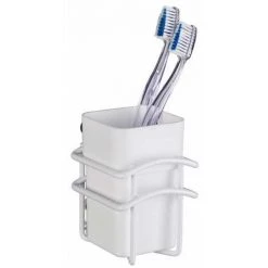 WENKO Porte Brosse à Dents Mural Classic Plus, Gobelet Brosse à Dents Fixation Murale, Lot De 2, Acier - Plastique, 8x11x10 Cm, Blanc 8 WENKO Porte Brosse à Dents Mural Classic Plus, Gobelet Brosse à Dents Fixation Murale, Lot De 2, Acier - Plastique, 8x11x10 Cm, Blanc -WENKO Soldes 31650724 3