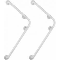 WENKO Barre D'appui Angle Pour La Douche Et Les WC, Secura, Poignée De Sécurité Salle De Bain, Lot De 2, Aluminium - Plastique, 78x55,5 Cm, Blanc