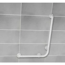 WENKO Barre D'appui Angle Pour La Douche Et Les WC, Secura, Poignée De Sécurité Salle De Bain, Lot De 2, Aluminium - Plastique, 78x55,5 Cm, Blanc -WENKO Soldes 31650738 3