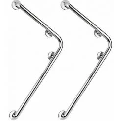 WENKO Barre D'appui Douche Et WC, Poignée De Sécurité Salle De Bain, Angle, Secura, 78x55,5 Cm, Chromé, Lot De 2