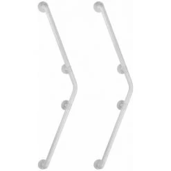 WENKO Barre D'appui Angle Pour La Douche Et Les WC, Secura, Poignée De Sécurité Salle De Bain, Lot De 2, Aluminium - Plastique, 67x67 Cm, Blanc