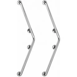 WENKO Barre D'appui Douche Et WC, Poignée De Sécurité Salle De Bain, Angle, Secura, 67x67 Cm, Chromé, Lot De 2