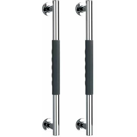 WENKO Barre D'appui Douche Secura, Poignée De Sécurité Salle De Bain Antidérapant, Lot De 2, Acier Inox - Silicone, 50,5x5x9 Cm, Anthracite - Brillant 3 WENKO Barre D'appui Douche Secura, Poignée De Sécurité Salle De Bain Antidérapant, Lot De 2, Acier Inox - Silicone, 50,5x5x9 Cm, Anthracite - Brillant
