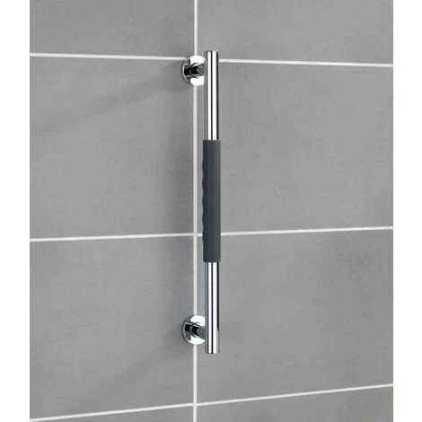 WENKO Barre D'appui Douche Secura, Poignée De Sécurité Salle De Bain Antidérapant, Lot De 2, Acier Inox - Silicone, 50,5x5x9 Cm, Anthracite - Brillant 5 WENKO Barre D'appui Douche Secura, Poignée De Sécurité Salle De Bain Antidérapant, Lot De 2, Acier Inox - Silicone, 50,5x5x9 Cm, Anthracite - Brillant – Image 3