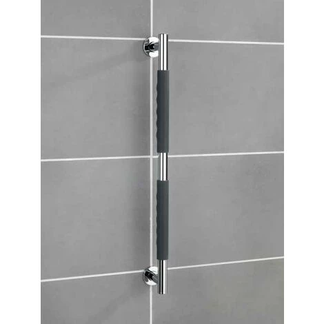 WENKO Barre D'appui Douche Secura, Poignée De Sécurité Salle De Bain Antidérapant, Lot De 2, Acier Inox - Silicone, 65,5x5x9 Cm, Anthracite - Brillant 5 WENKO Barre D'appui Douche Secura, Poignée De Sécurité Salle De Bain Antidérapant, Lot De 2, Acier Inox - Silicone, 65,5x5x9 Cm, Anthracite - Brillant – Image 3