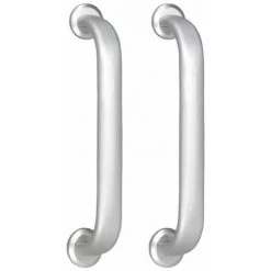 WENKO Barre D'appui WC Secura Premium, Poignée Murale Salle De Bain, Lot De 2, Aluminium Inox, 47,5x7x12 Cm, Argent Mat