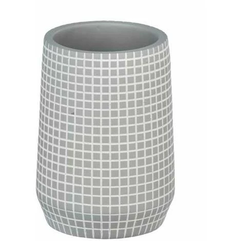 WENKO Porte Brosse à Dent Ohrid, Gobelet Salle De Bain , Lot De 2, Polyrésine, Ø 7x10 Cm, Argent/Gris 4 WENKO Porte Brosse à Dent Ohrid, Gobelet Salle De Bain , Lot De 2, Polyrésine, Ø 7x10 Cm, Argent/Gris – Image 2