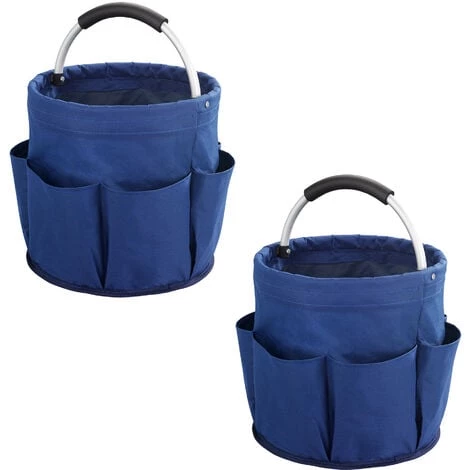 WENKO Panier Rangement Produit D'entretien, 6 Rangements, Pliable Avec Poignée De Transport, Lot De 2, Polyester, ø28x54 Cm, Bleu 3 WENKO Panier Rangement Produit D'entretien, 6 Rangements, Pliable Avec Poignée De Transport, Lot De 2, Polyester, ø28x54 Cm, Bleu