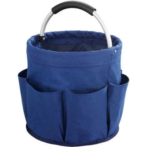 WENKO Panier Rangement Produit D'entretien, 6 Rangements, Pliable Avec Poignée De Transport, Lot De 2, Polyester, ø28x54 Cm, Bleu 4 WENKO Panier Rangement Produit D'entretien, 6 Rangements, Pliable Avec Poignée De Transport, Lot De 2, Polyester, ø28x54 Cm, Bleu – Image 2