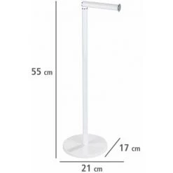 WENKO Support Papier Toilette 2en1, Porte Papier Toilette Et Dérouleur Papier Toilette Sur Pied, Stockage Pour 4 Rouleaux De Papier Toilette, Lot De 2, Acier, 21x55x17 Cm, Blanc -WENKO Soldes 31650766 4