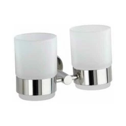 WENKO Porte Brosse à Dent Mural Duo Bosio, Gobelet Salle De Bain Mural, Lot De 2, Acier Inox - Verre Satiné, 17,5x9,5x9 Cm, Brillant -WENKO Soldes 31841913 2
