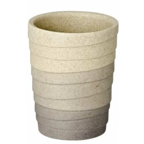 WENKO Gobelet Salle De Bain Cuzco à Relief, Porte Brosse à Dent, Lot De 2, Polyrésine, Ø 8x10 Cm, Gris - Beige 4 WENKO Gobelet Salle De Bain Cuzco à Relief, Porte Brosse à Dent, Lot De 2, Polyrésine, Ø 8x10 Cm, Gris - Beige – Image 2