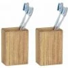 WENKO Gobelet Salle De Bain Marla, Porte Brosse à Dent, Lot De 2, Polyrésine Effet Bois, 7,5x11x5 Cm, Marron 1 WENKO Gobelet Salle De Bain Marla, Porte Brosse à Dent, Lot De 2, Polyrésine Effet Bois, 7,5x11x5 Cm, Marron -WENKO Soldes 31841928 1