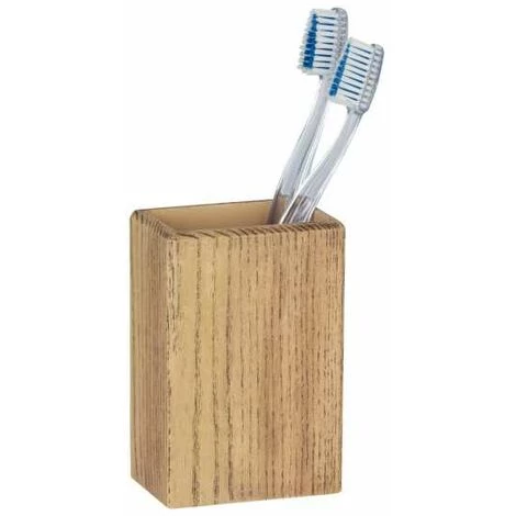 WENKO Gobelet Salle De Bain Marla, Porte Brosse à Dent, Lot De 2, Polyrésine Effet Bois, 7,5x11x5 Cm, Marron 5 WENKO Gobelet Salle De Bain Marla, Porte Brosse à Dent, Lot De 2, Polyrésine Effet Bois, 7,5x11x5 Cm, Marron – Image 3