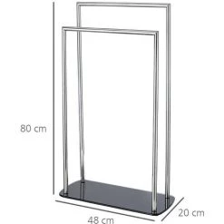 WENKO Porte Serviette Salle De Bain Sur Pied Ravina, Porte Serviette Salle De Bain 2 Portants Avec Socle En Verre, Acier Inoxydable, 48x80x20cm, Brillant - Noir 10 WENKO Porte Serviette Salle De Bain Sur Pied Ravina, Porte Serviette Salle De Bain 2 Portants Avec Socle En Verre, Acier Inoxydable, 48x80x20cm, Brillant - Noir -WENKO Soldes 31906331 4