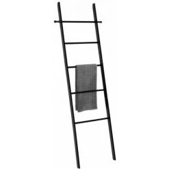 WENKO Echelle Porte Serviette Sur Pied, Porte Serviette Bambou, Noir, Loft, H170 Cm -WENKO Soldes 32511968 3