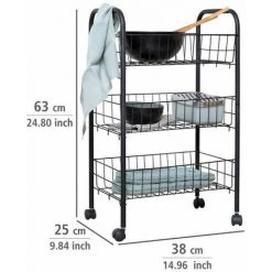 WENKO Desserte Cuisine à Roulettes, Chariot De Rangement à Roulettes, Florenz Noir 10 WENKO Desserte Cuisine à Roulettes, Chariot De Rangement à Roulettes, Florenz Noir -WENKO Soldes 32511978 4