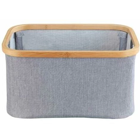 WENKO Panier Rangement Pliable Bambou Bahari, Boite De Rangement Linge, 20L, Polyester - Bambou, 38x20x26 Cm, Gris - Marron 3 WENKO Panier Rangement Pliable Bambou Bahari, Boite De Rangement Linge, 20L, Polyester - Bambou, 38x20x26 Cm, Gris - Marron