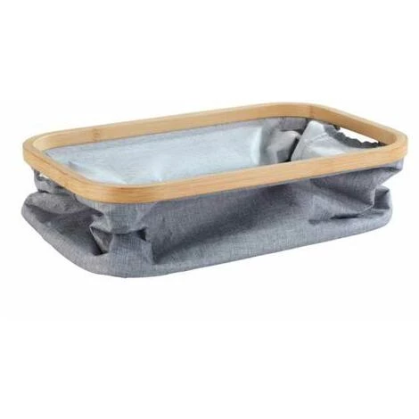 WENKO Panier Rangement Pliable Bambou Bahari, Boite De Rangement Linge, 20L, Polyester - Bambou, 38x20x26 Cm, Gris - Marron 4 WENKO Panier Rangement Pliable Bambou Bahari, Boite De Rangement Linge, 20L, Polyester - Bambou, 38x20x26 Cm, Gris - Marron – Image 2