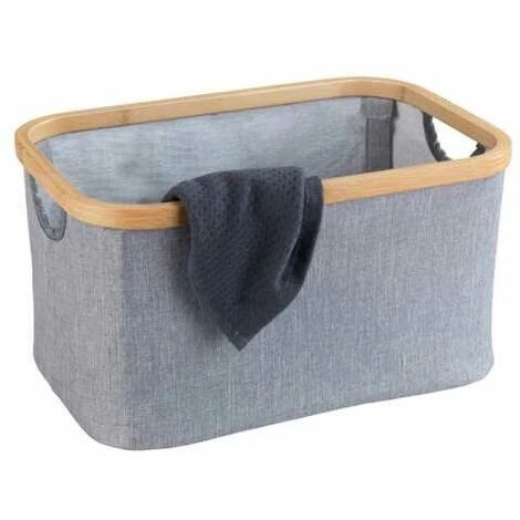 WENKO Panier Rangement Pliable Bambou Bahari, Boite De Rangement Linge, 20L, Polyester - Bambou, 38x20x26 Cm, Gris - Marron 6 WENKO Panier Rangement Pliable Bambou Bahari, Boite De Rangement Linge, 20L, Polyester - Bambou, 38x20x26 Cm, Gris - Marron – Image 4