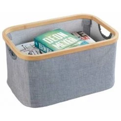 WENKO Panier Rangement Pliable Bambou Bahari, Boite De Rangement Linge, 20L, Polyester - Bambou, 38x20x26 Cm, Gris - Marron 11 WENKO Panier Rangement Pliable Bambou Bahari, Boite De Rangement Linge, 20L, Polyester - Bambou, 38x20x26 Cm, Gris - Marron -WENKO Soldes 32511979 5