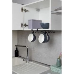 WENKO Accroche-tasses En Métal Pour étagère - 22 X 5 X 28 - Noir -WENKO Soldes 32591262 3