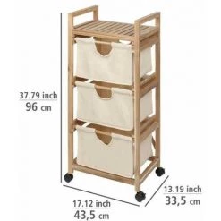 WENKO Desserte à Roulette Acina, étagère De Rangement Salle De Bain Bois, 3 Paniers De Rangement, Bois D'acacia Certifié FSC, 43,5x96x33,5 Cm, Marron - Beige 10 WENKO Desserte à Roulette Acina, étagère De Rangement Salle De Bain Bois, 3 Paniers De Rangement, Bois D'acacia Certifié FSC, 43,5x96x33,5 Cm, Marron - Beige -WENKO Soldes 32626300 4