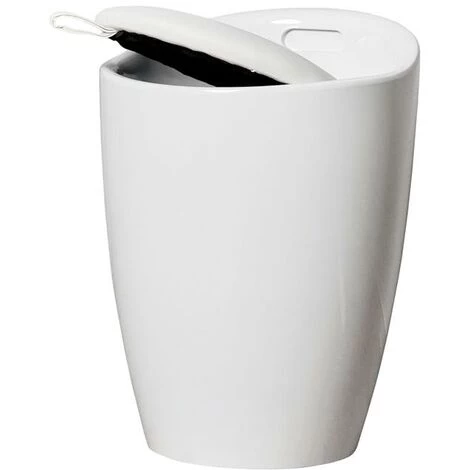 WENKO Tabouret Panier à Linge, Coffre à Linge Et Tabouret Salle De Bain, Coussin Amovible, Similicuir Blanc, 20 Litres, Canaro, Plastique, 35x50x35 Cm, Blanc 4 WENKO Tabouret Panier à Linge, Coffre à Linge Et Tabouret Salle De Bain, Coussin Amovible, Similicuir Blanc, 20 Litres, Canaro, Plastique, 35x50x35 Cm, Blanc – Image 2