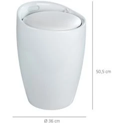 WENKO Tabouret Panier à Linge, Coffre à Linge Et Tabouret Salle De Bain, Coussin Amovible, Similicuir Blanc, 20 Litres, Canaro, Plastique, 35x50x35 Cm, Blanc 10 WENKO Tabouret Panier à Linge, Coffre à Linge Et Tabouret Salle De Bain, Coussin Amovible, Similicuir Blanc, 20 Litres, Canaro, Plastique, 35x50x35 Cm, Blanc -WENKO Soldes 32712516 4