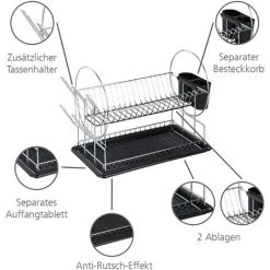 WENKO Egouttoir Vaisselle, Egouttoir Inox Et Plastique Noir, 52x26x34 Cm, Lot De 2 éponges Offertes 8 WENKO Egouttoir Vaisselle, Egouttoir Inox Et Plastique Noir, 52x26x34 Cm, Lot De 2 éponges Offertes -WENKO Soldes 32712519 2