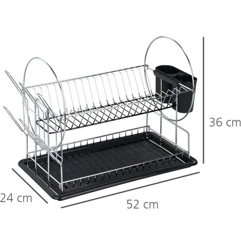 WENKO Egouttoir Vaisselle, Egouttoir Inox Et Plastique Noir, 52x26x34 Cm, Lot De 2 éponges Offertes 6 WENKO Egouttoir Vaisselle, Egouttoir Inox Et Plastique Noir, 52x26x34 Cm, Lot De 2 éponges Offertes – Image 4