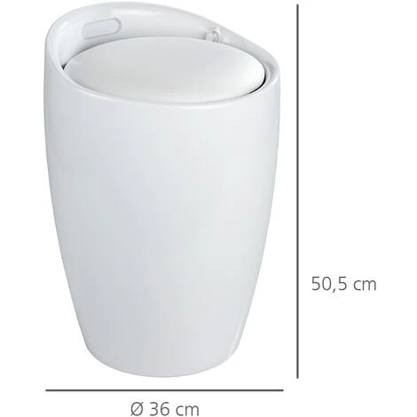 WENKO Tabouret Panier à Linge, Capacité 20 Litres, Candy Blanc, Lot De 2 éponges Offertes 5 WENKO Tabouret Panier à Linge, Capacité 20 Litres, Candy Blanc, Lot De 2 éponges Offertes – Image 3