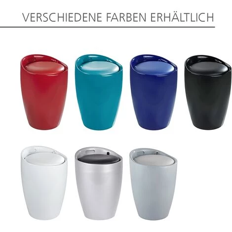 WENKO Tabouret Panier à Linge, Capacité 20 Litres, Candy Blanc, Lot De 2 éponges Offertes 6 WENKO Tabouret Panier à Linge, Capacité 20 Litres, Candy Blanc, Lot De 2 éponges Offertes – Image 4