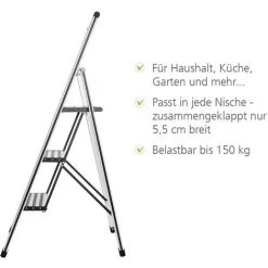 WENKO Escabeau 3 Marches Design, Escabeau Pliable Alu, 44 X 127 X 5.5 Cm, Lot De 2 éponges Offertes 10 WENKO Escabeau 3 Marches Design, Escabeau Pliable Alu, 44 X 127 X 5.5 Cm, Lot De 2 éponges Offertes -WENKO Soldes 32712522 4